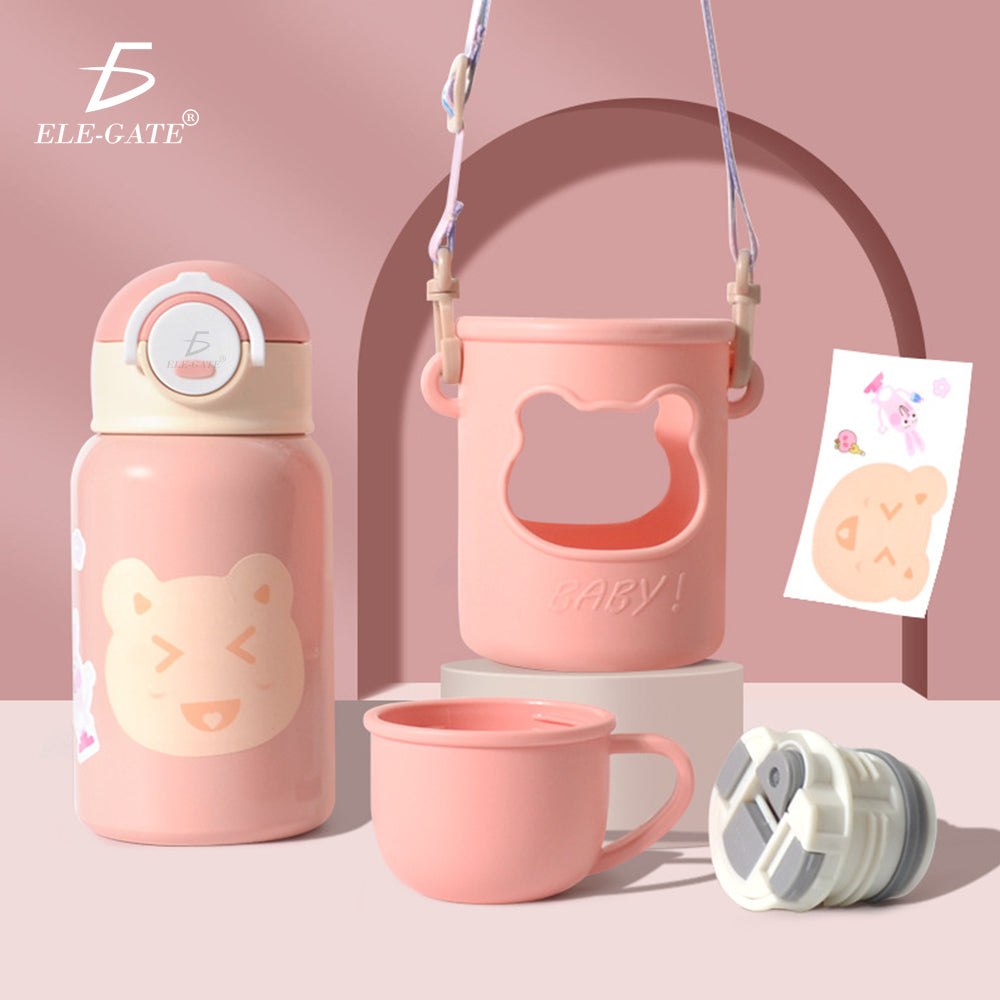 Cute Stainless Steel Thermos Water Bottle with Case 650 ML Portable Office Cup for Children