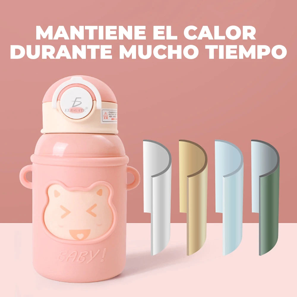 Cute Stainless Steel Thermos Water Bottle with Case 650 ML Portable Office Cup for Children