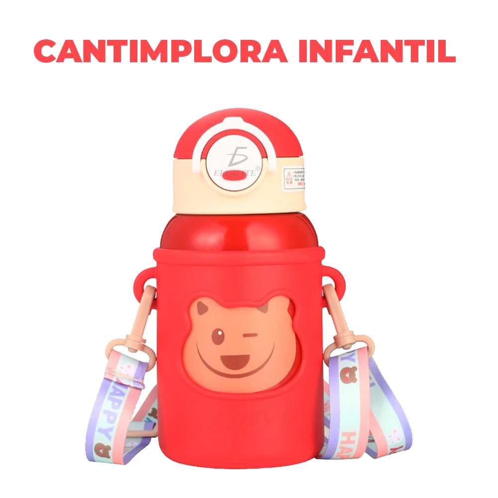 Cute Stainless Steel Thermos Water Bottle with Case 650 ML Portable Office Cup for Children