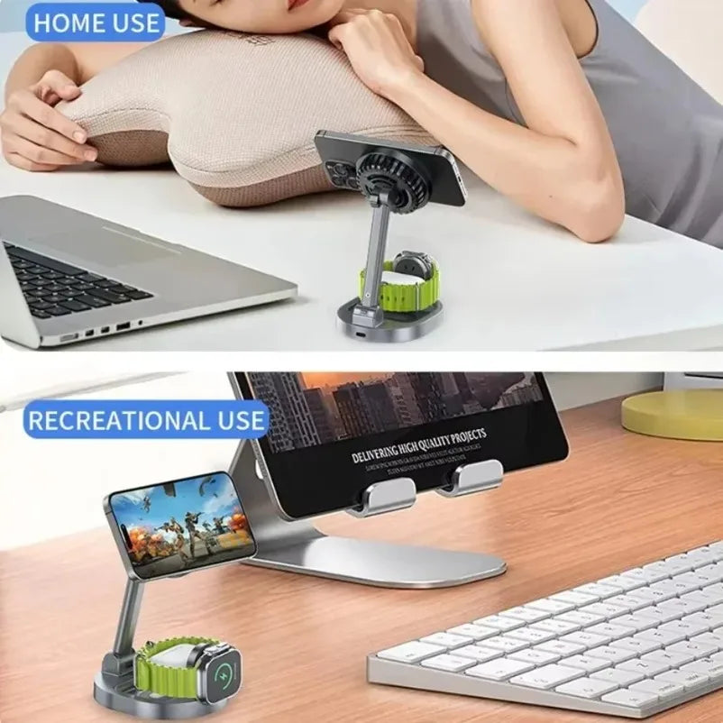 3 in 1 Foldable Fast Charging Station Ice Cooling Magnetic Wireless Charger Stand For Phone 16 15 14 13 12 IWatch 9 8 7 AirPods