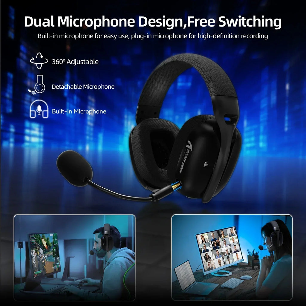ATTACK SHARK L80PRO Low Latency Wireless Gaming Headset Tri-Mode Bluetooth Ultra-Light 40mm Drivers Headphone for PC PS5 Switch