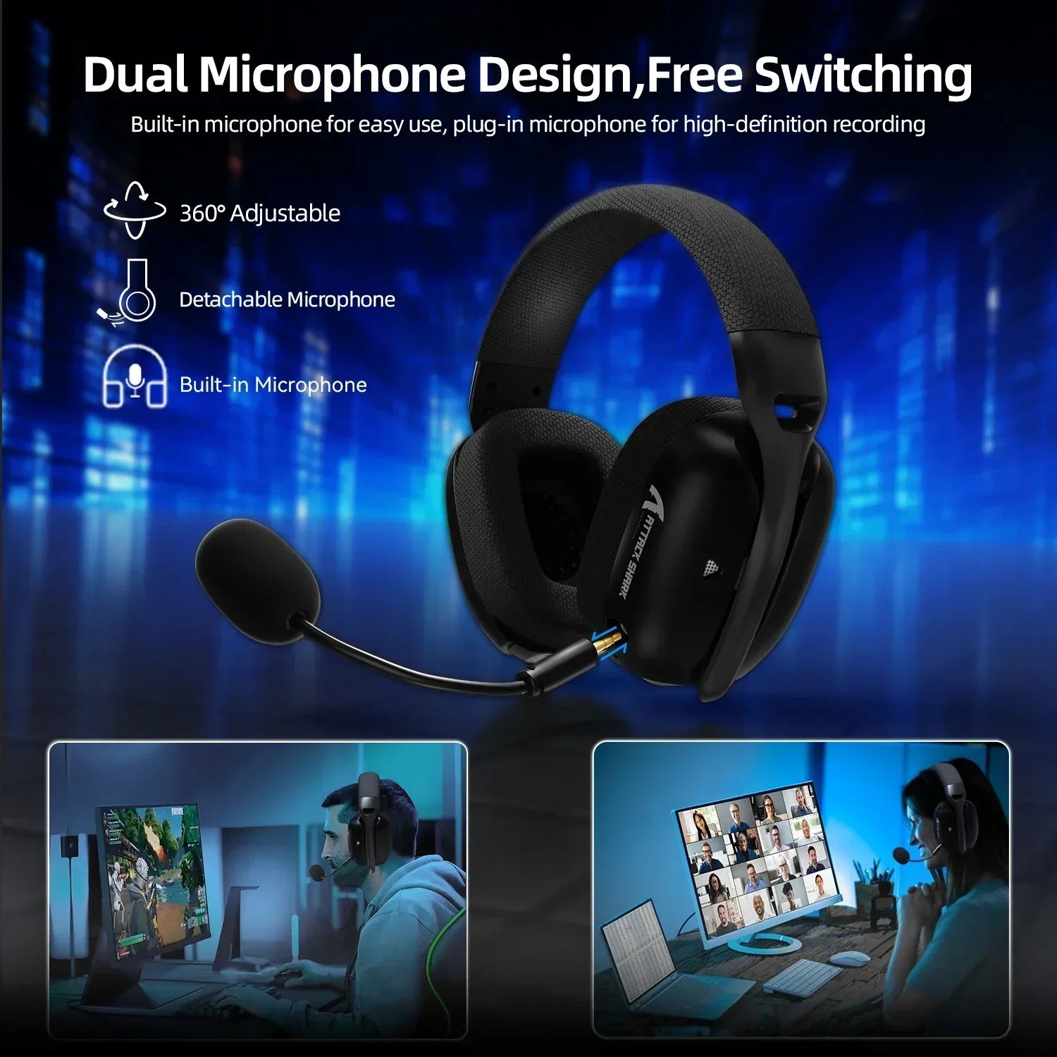 ATTACK SHARK L80PRO Low Latency Wireless Gaming Headset Tri-Mode Bluetooth Ultra-Light 40mm Drivers Headphone for PC PS5 Switch
