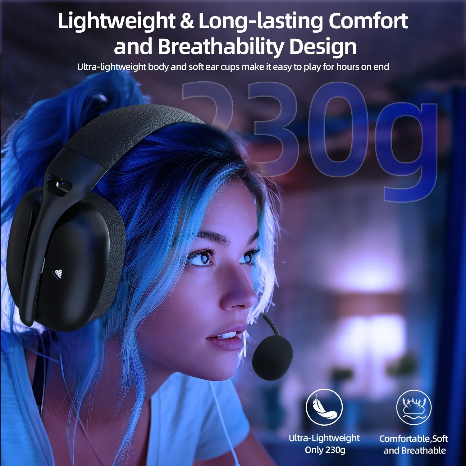 ATTACK SHARK L80PRO Low Latency Wireless Gaming Headset Tri-Mode Bluetooth Ultra-Light 40mm Drivers Headphone for PC PS5 Switch