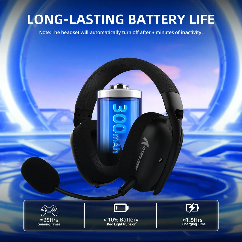 ATTACK SHARK L80PRO Low Latency Wireless Gaming Headset Tri-Mode Bluetooth Ultra-Light 40mm Drivers Headphone for PC PS5 Switch