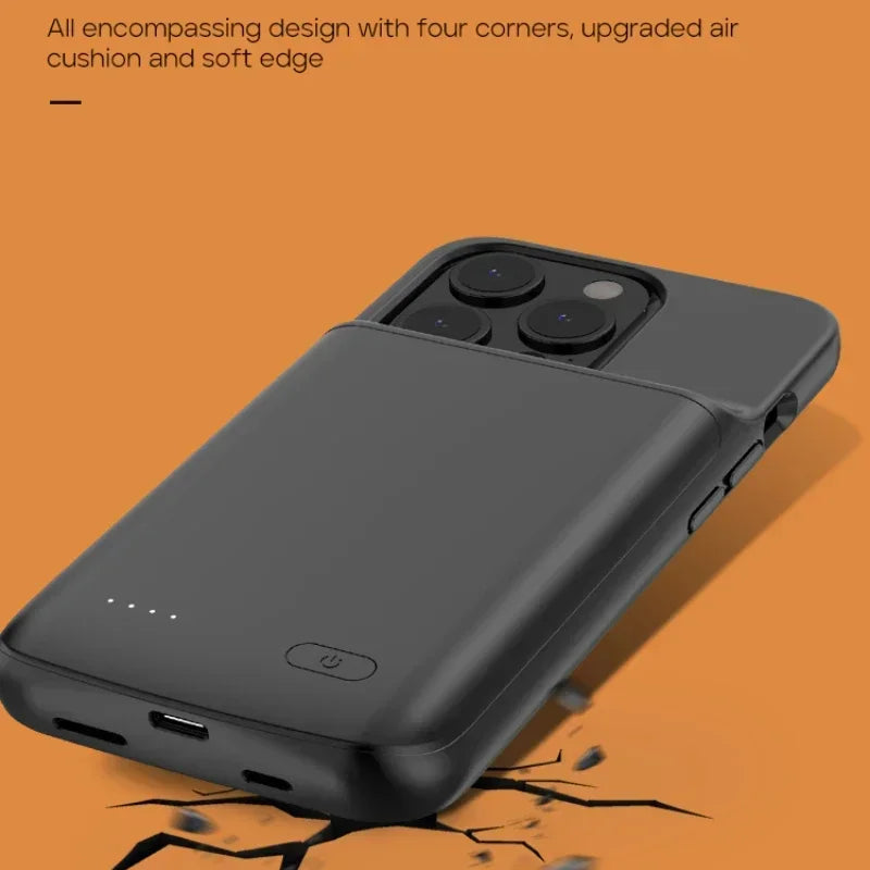 Battery Charger Case For iPhone 15 16 Pro Max Power Case For iPhone 15 16 Pro Plus Extenal Battery charging Cover Power Bank