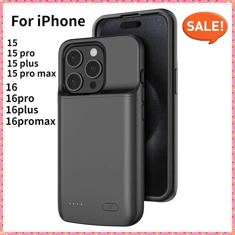 Battery Charger Case For iPhone 15 16 Pro Max Power Case For iPhone 15 16 Pro Plus Extenal Battery charging Cover Power Bank