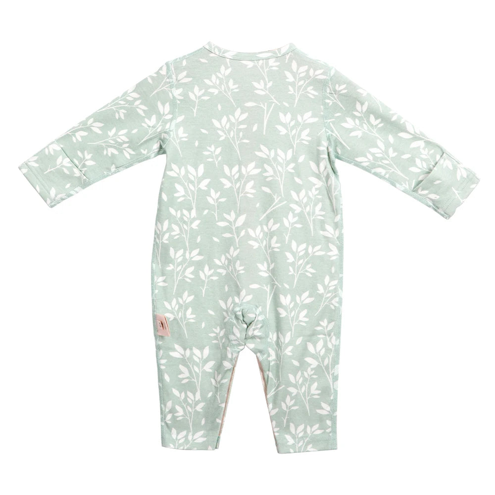 Baby Romper 2-9 Months Baby Pajamas 100%Cotton Soft High Quality Seamless Workmanship Newborn Hand Protect Sleepwear Grass Print